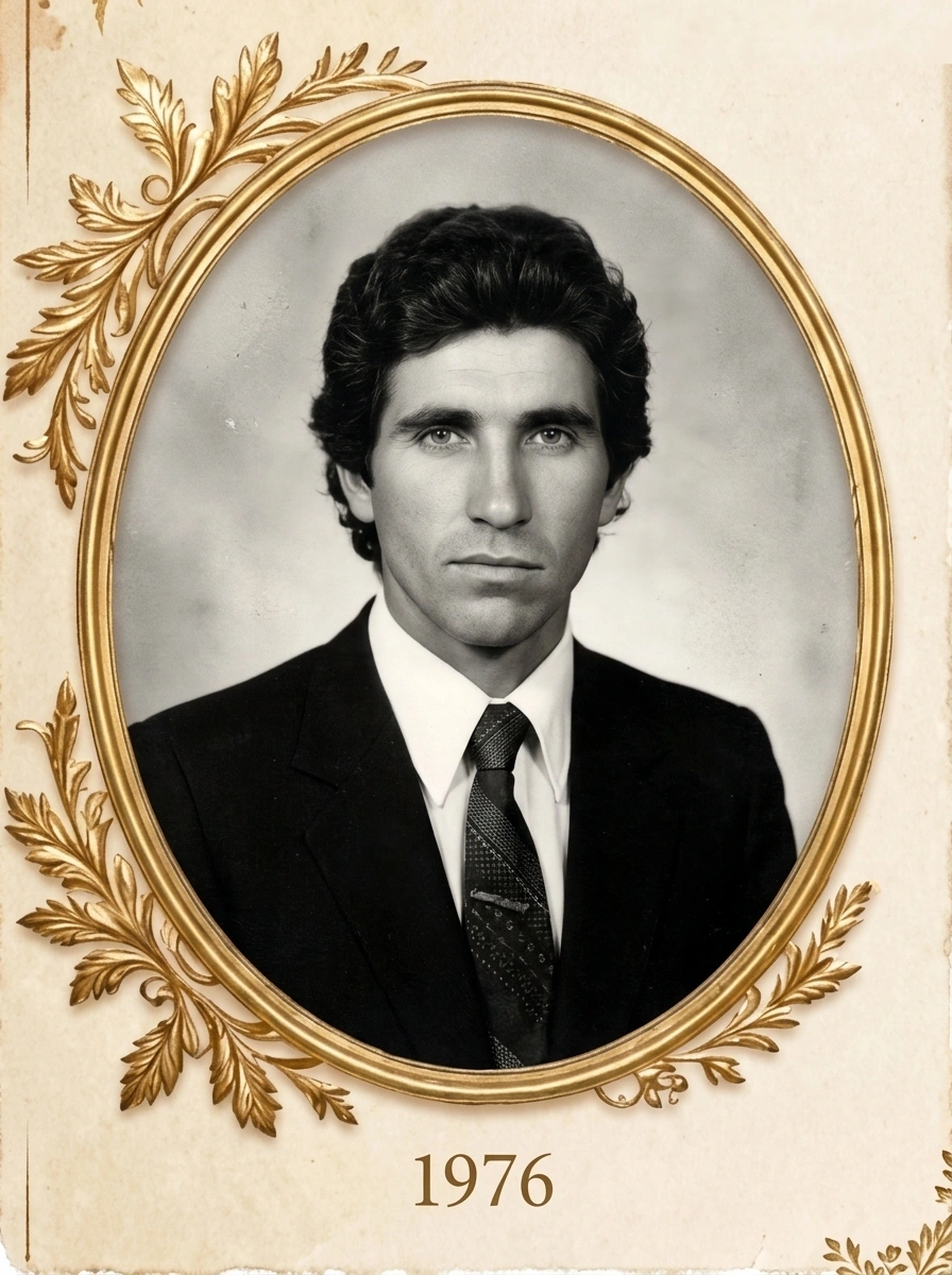 Antônio Ferreira no casamento em 1976